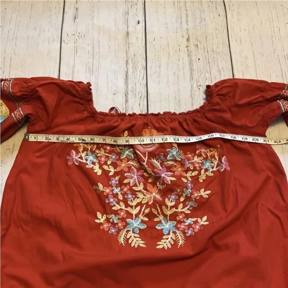 Free People Fleur Du Jour Embroidered Floral‎ Tunic Shift Mini Dress Boho XS/TP